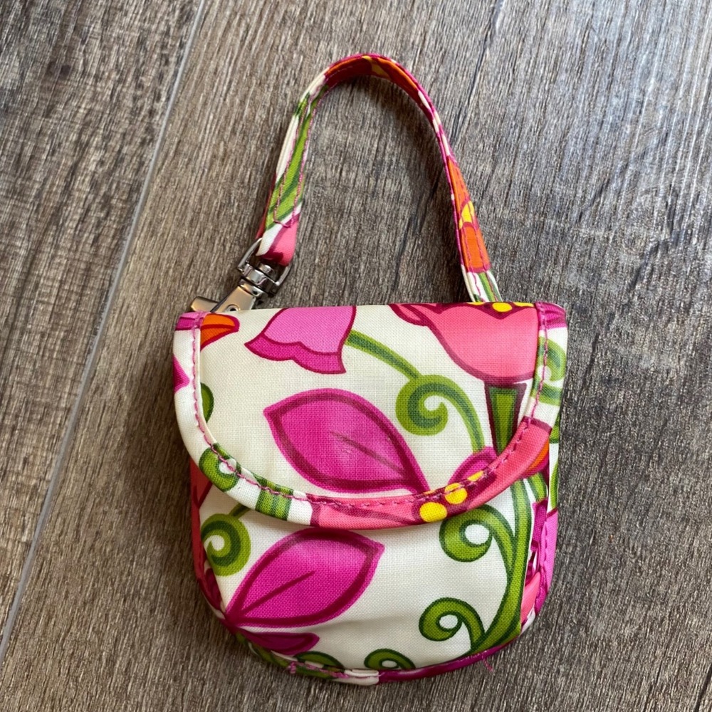 Vera Bradley Pacifier Pod Pink Green Floral Baby Pouch with Swivel Clip